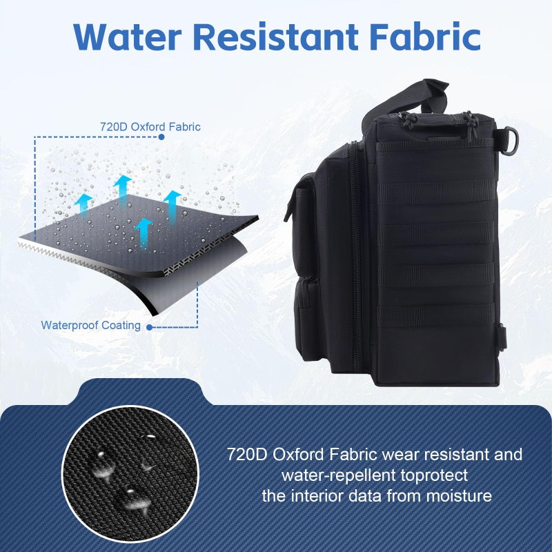 GES حقيبة تكتيكية، حقيبة رسائل للرجال مقاس 15.6 بوصة، حقيبة عسكرية للرجال - Image 3